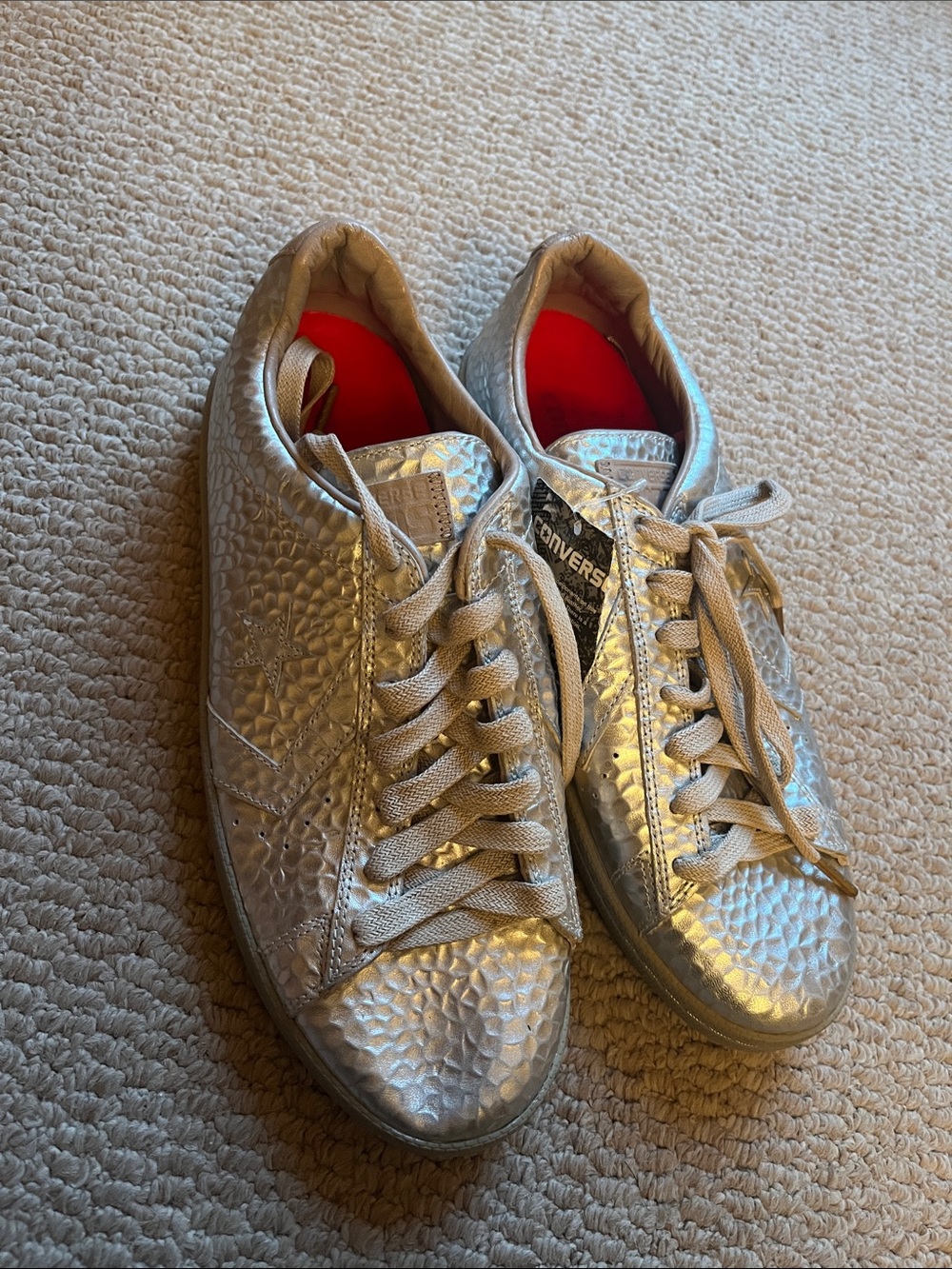 NWT Limited Edition Converse Metallic Silver  Low-Top Sneakers